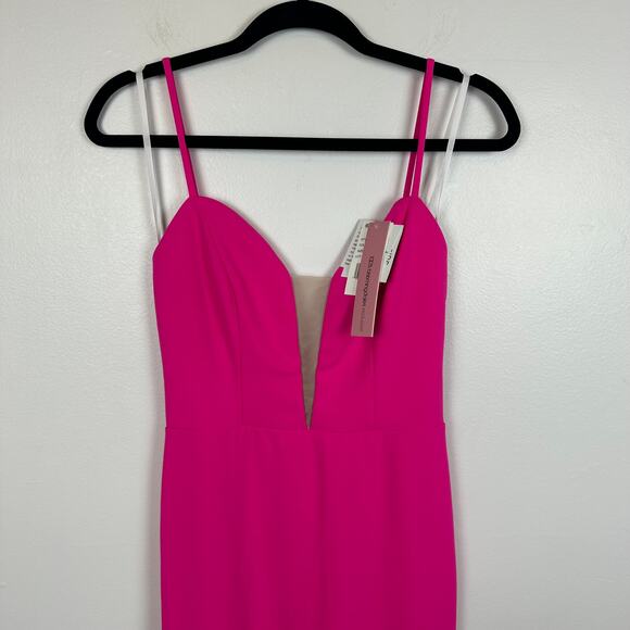 NWT Aqua Formal Womens Sweetheart Neckline Spaghetti Strap Hot Pink Maxi Dress 2 - Picture 4 of 10